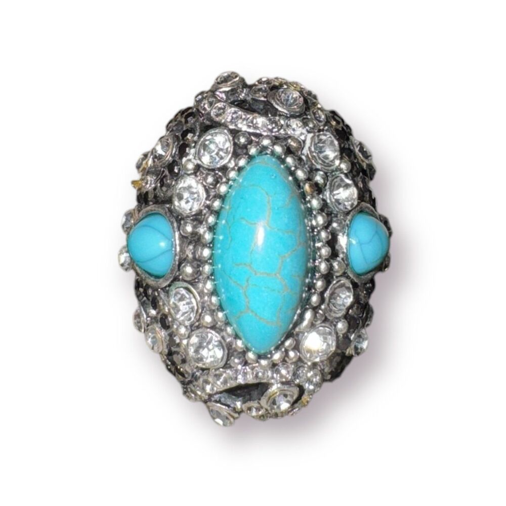 Elegant Turquoise Antique Ring Vintage‎ Size 7 BNWT Vintage - Picture 9 of 9
